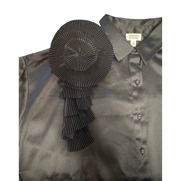 The Drop Black itsjulietfox Corsage Blouse Button Down Women's Medium - Picture 2 of 8